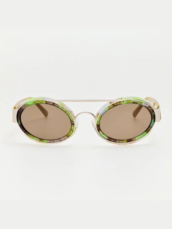 Linda Farrow Cat Eye Sunglasses in Malachite