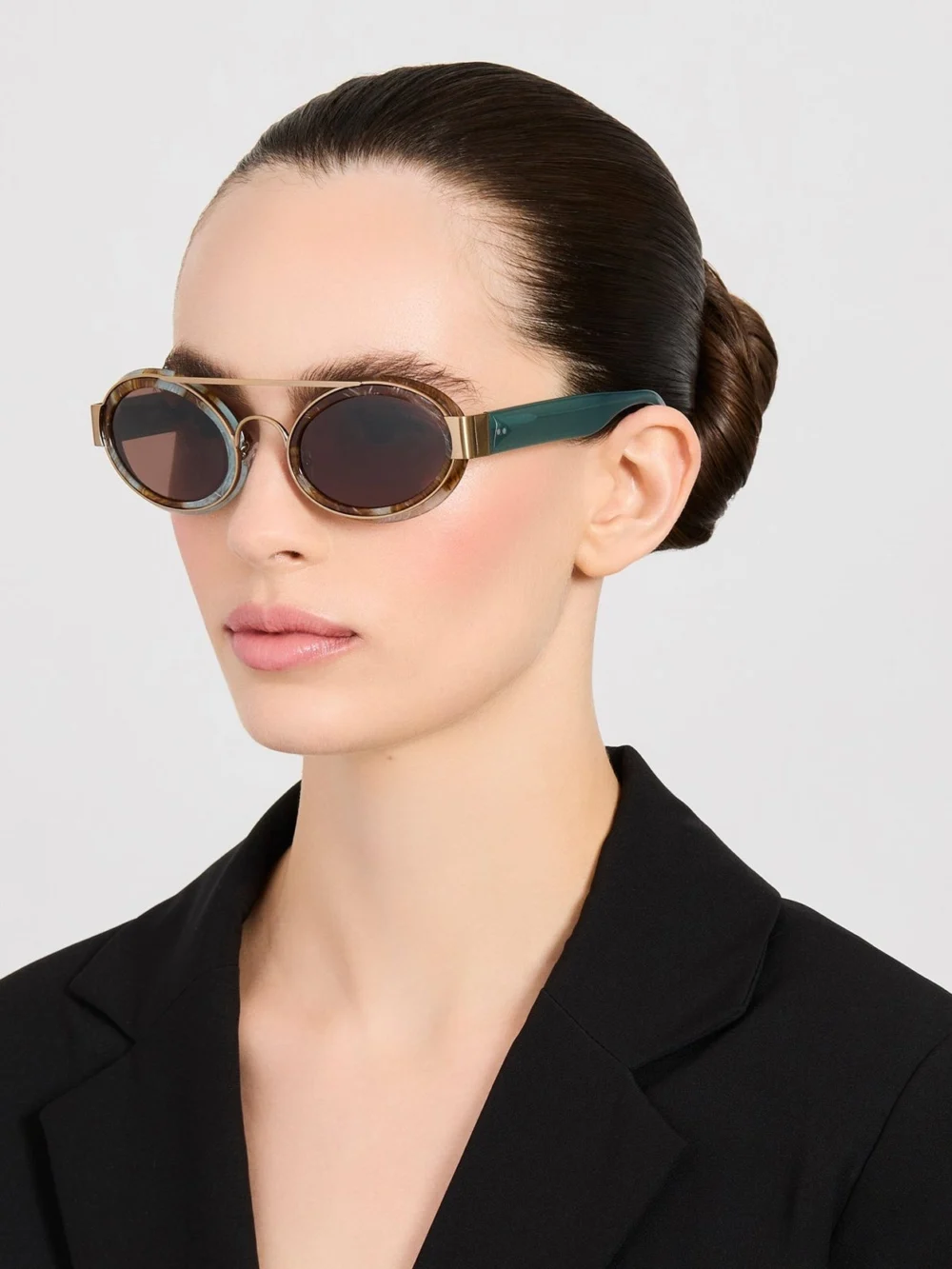 Linda Farrow Cat Eye Sunglasses, marble, view 3