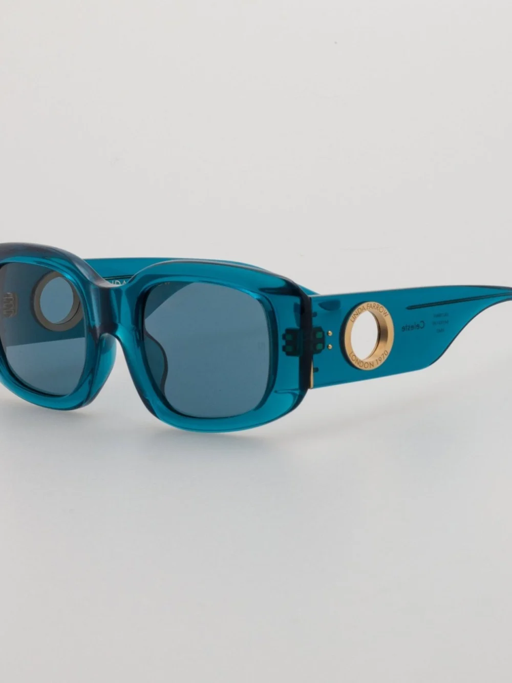 Linda Farrow Celeste Oversize Sunglasses, aqua, view 2