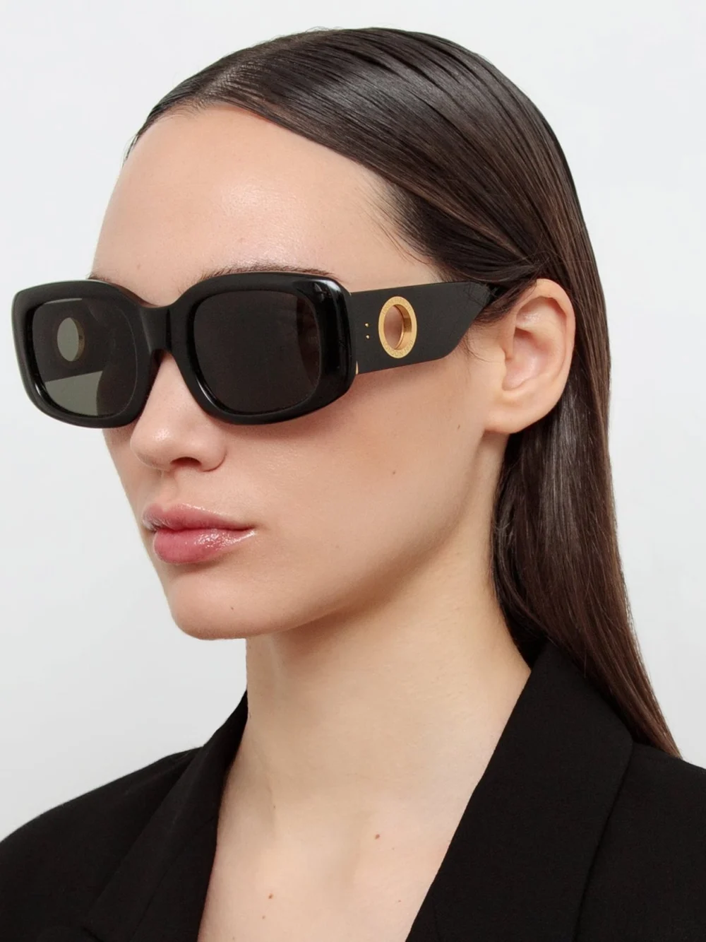 Linda Farrow Celeste Oversize Sunglasses, black, view 3