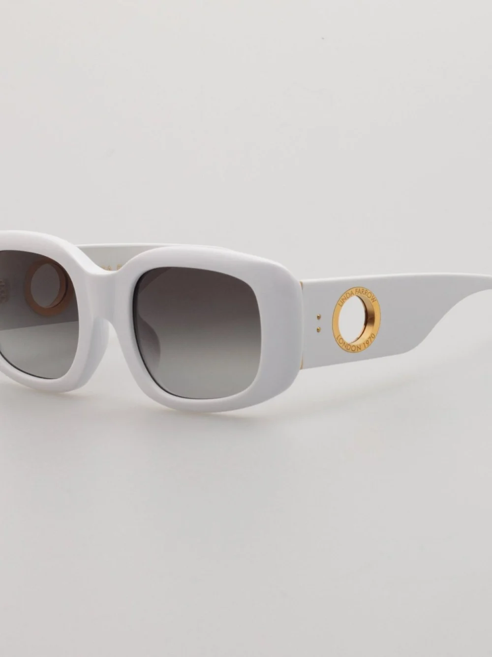 Linda Farrow Celeste Oversize Sunglasses, white, view 2
