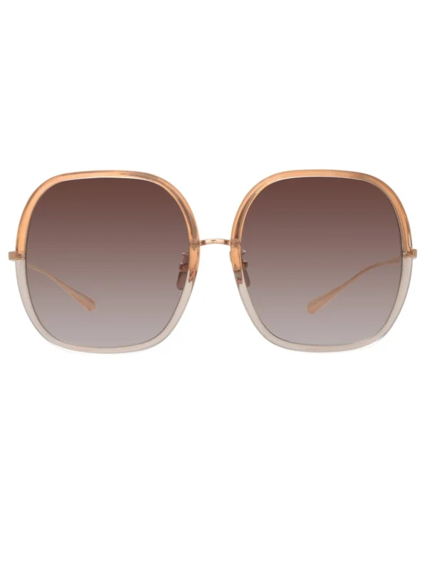 Linda Farrow Celia Sunglasses in 18K Rose Gold and Mocha