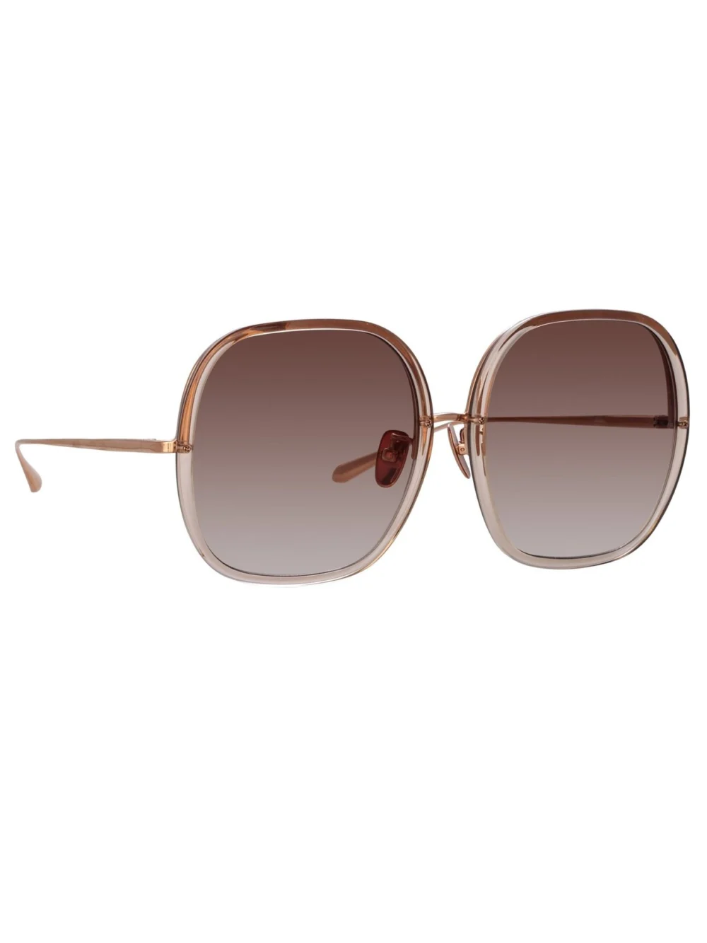 Linda Farrow Celia Sunglasses, 18k rose gold and mocha, view 3