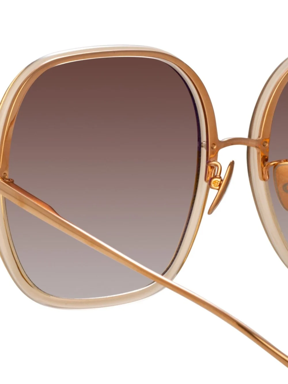 Linda Farrow Celia Sunglasses, 18k rose gold and mocha, view 4