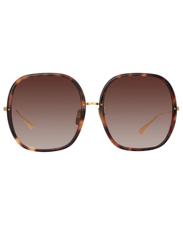 Linda Farrow Celia Sunglasses in 22K Gold and Brown