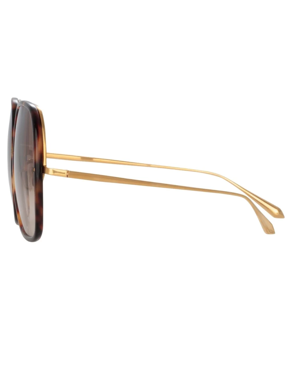 Linda Farrow Celia Sunglasses, 22k gold and brown, view 2