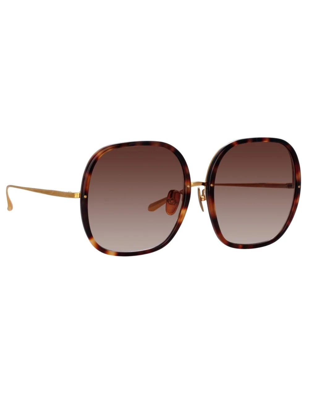 Linda Farrow Celia Sunglasses, 22k gold and brown, view 3