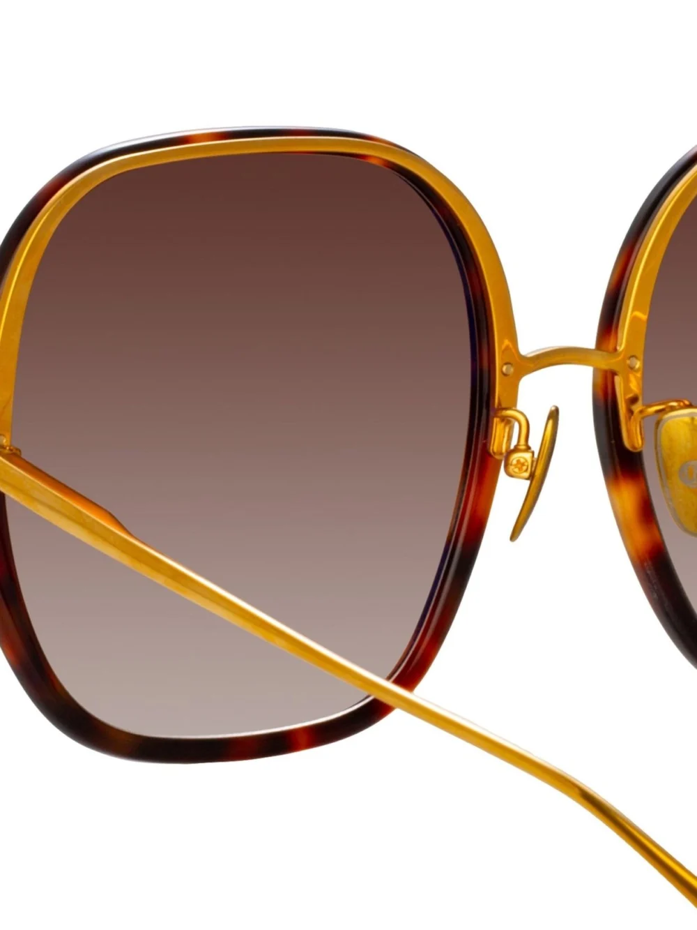 Linda Farrow Celia Sunglasses, 22k gold and brown, view 4