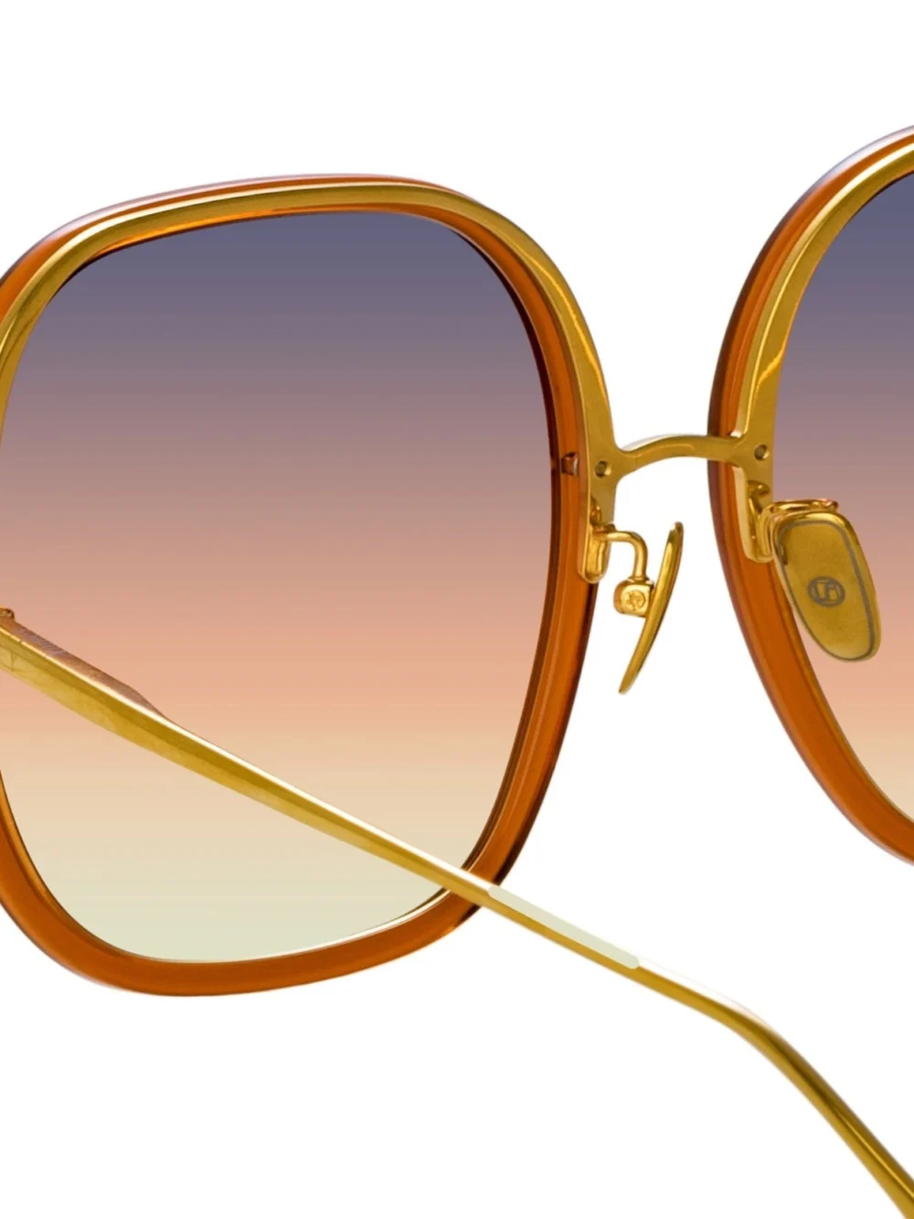Linda Farrow Celia Sunglasses, 22k gold and sunset gradient, view 5