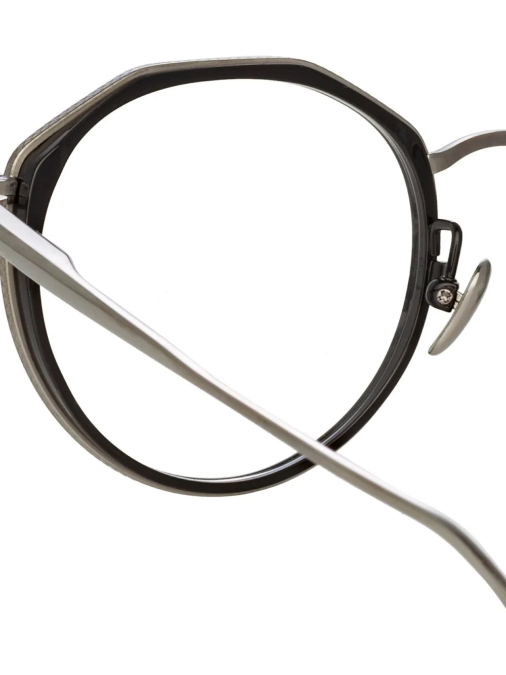 Linda Farrow Cesar Optical Frame, 22k white gold and black, view 3