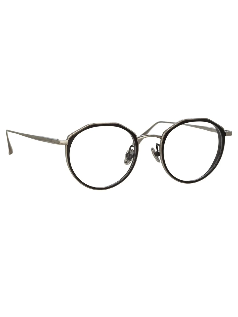 Linda Farrow Cesar Optical Frame, 22k white gold and black, view 4