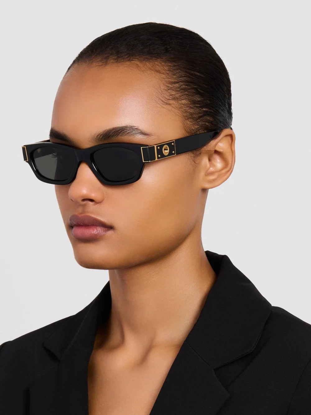 Linda Farrow Clara Sunglasses, black, view 5