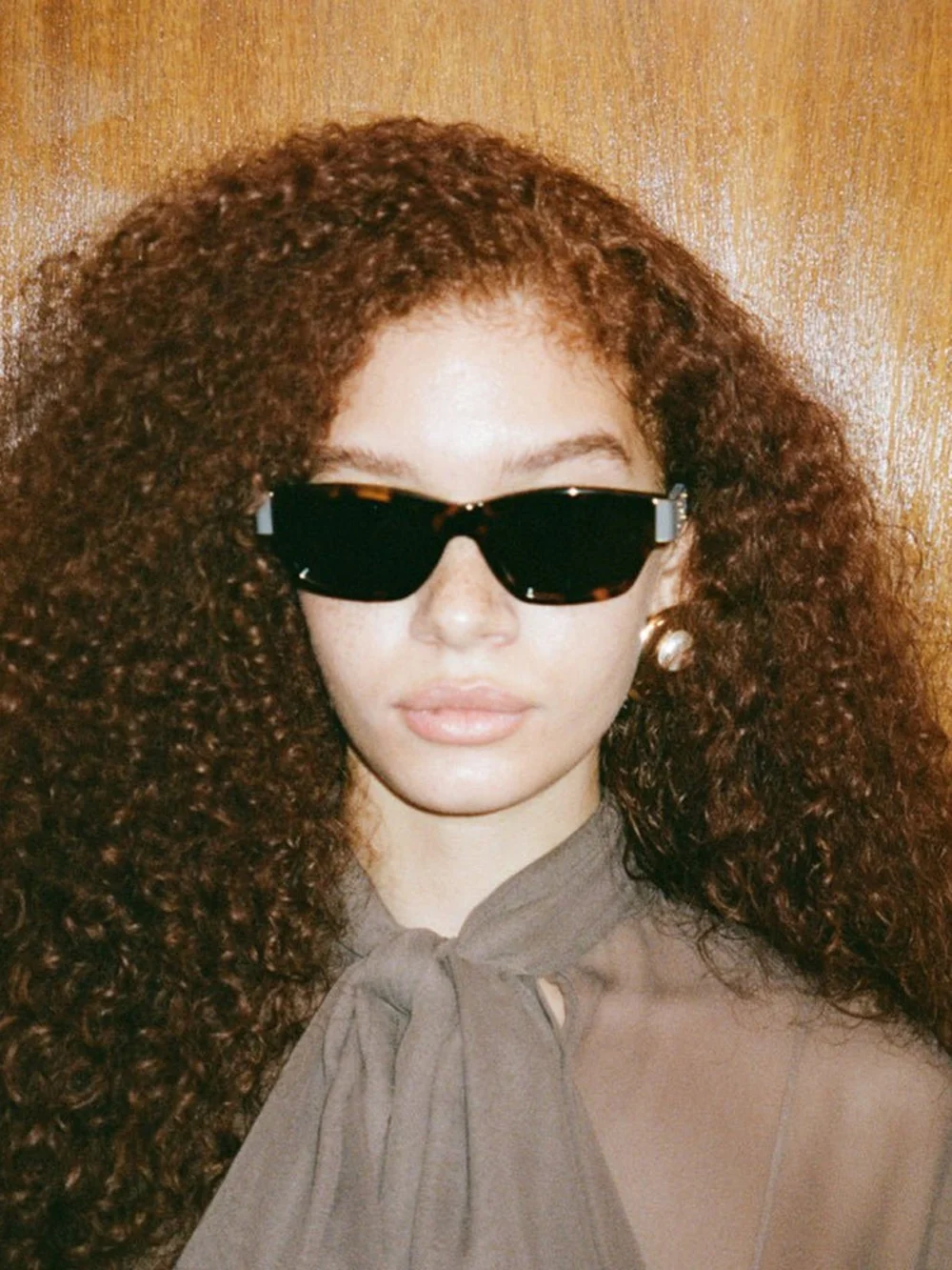 Linda Farrow Clara Sunglasses, dark tortoiseshell, view 3