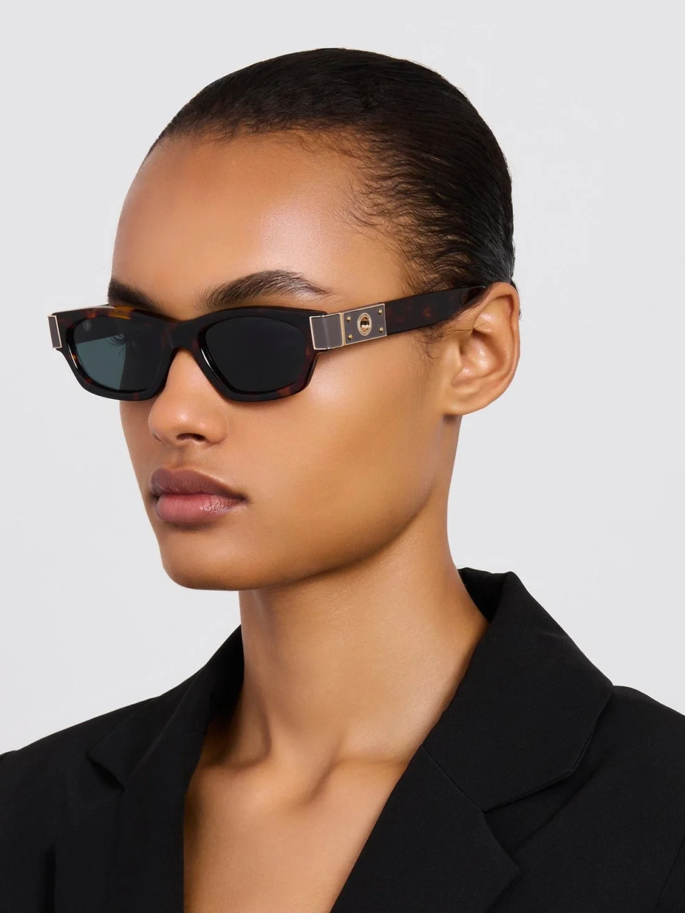 Linda Farrow Clara Sunglasses, dark tortoiseshell, view 5
