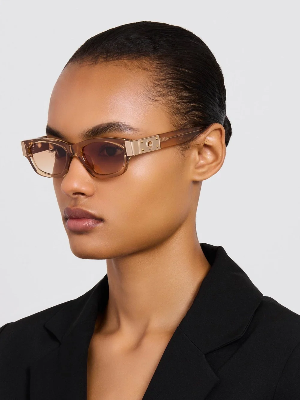 Linda Farrow Clara Sunglasses, honey, view 5