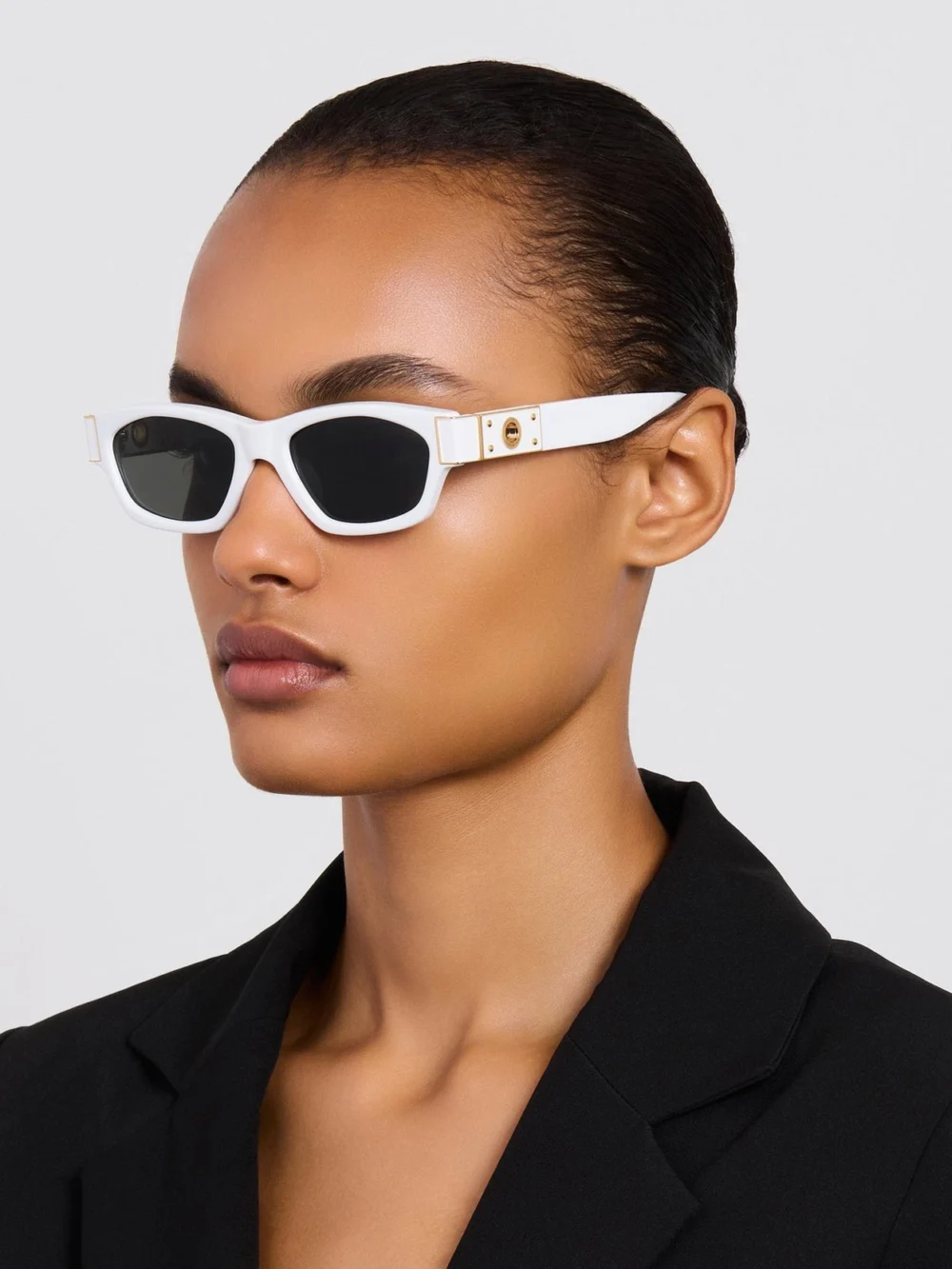 Linda Farrow Clara Sunglasses, white, view 3