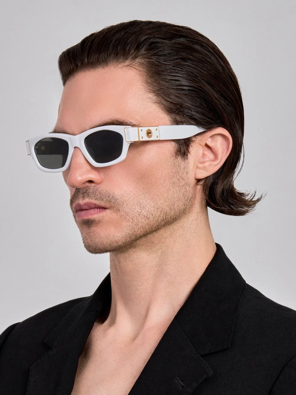 Linda Farrow Clara Sunglasses, white, view 4