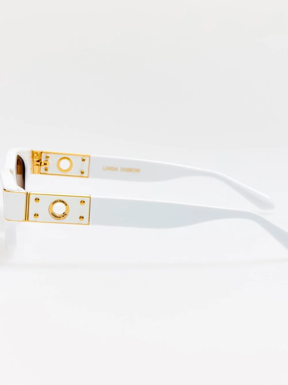 Linda Farrow Clara Sunglasses, white, view 5