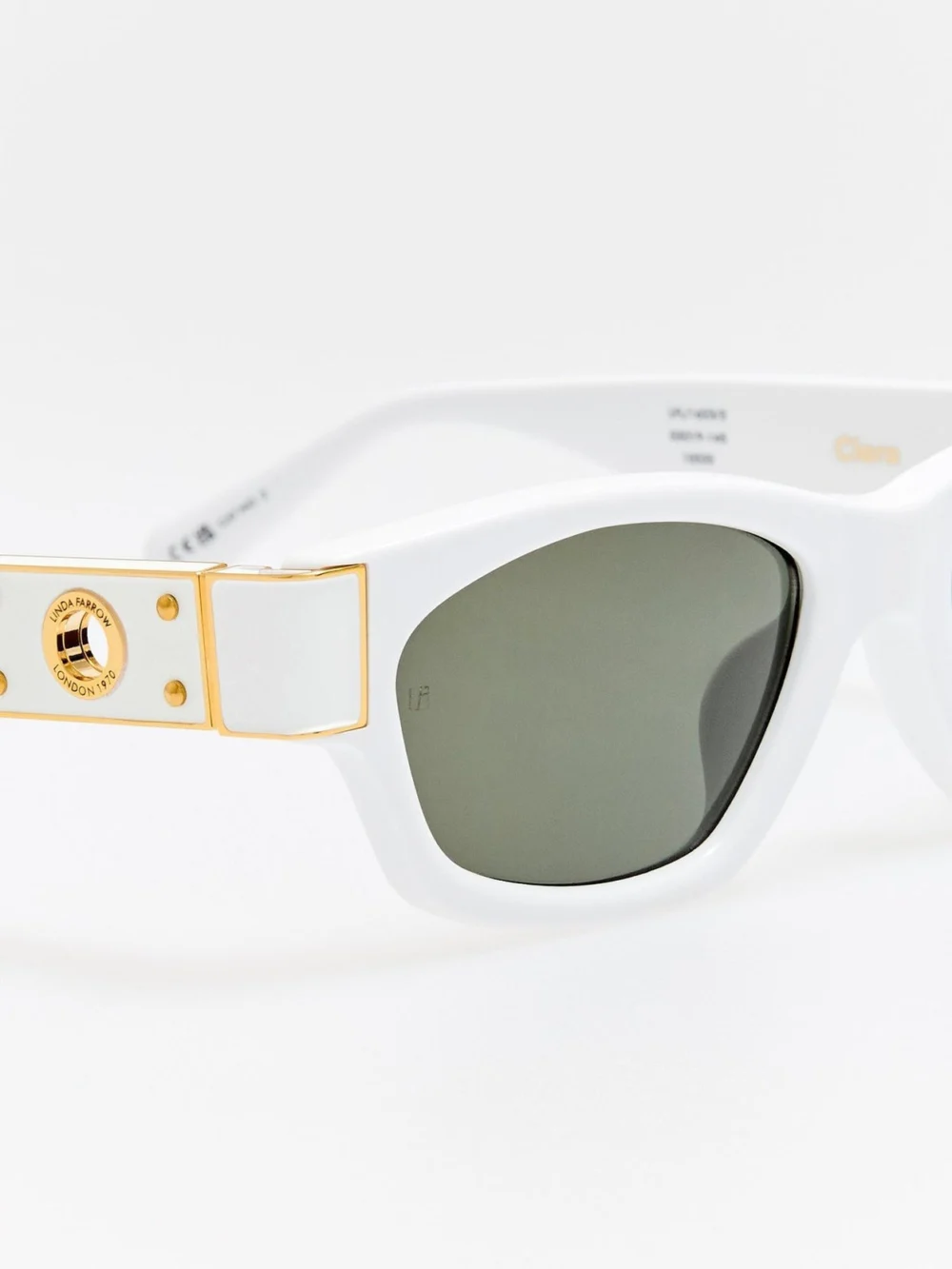 Linda Farrow Clara Sunglasses, white, view 6