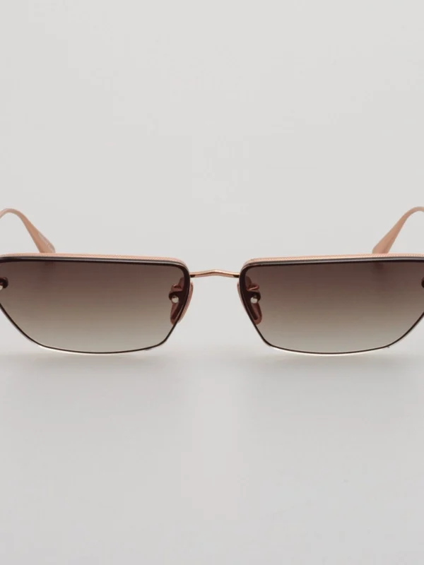 Linda Farrow Cleo Sunglasses in 18K Rose Gold and Mocha