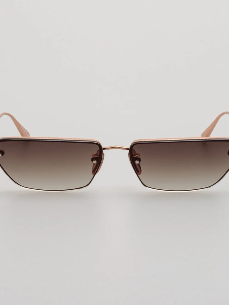 Linda Farrow Cleo Sunglasses in 18K Rose Gold and Mocha