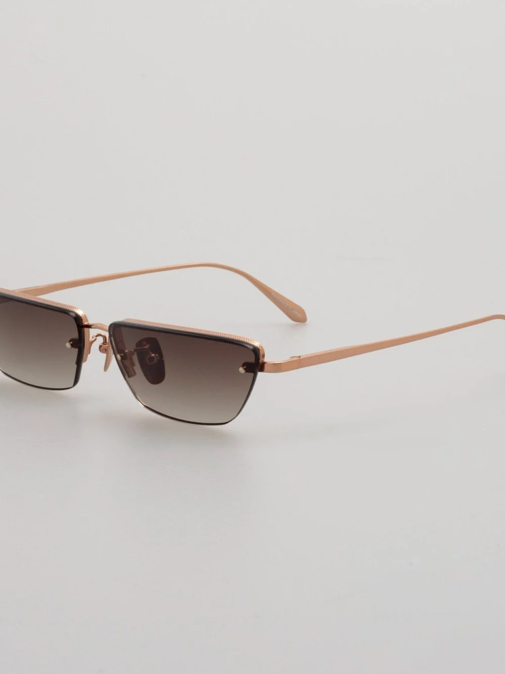Linda Farrow Cleo Sunglasses, 18k rose gold and mocha, view 2