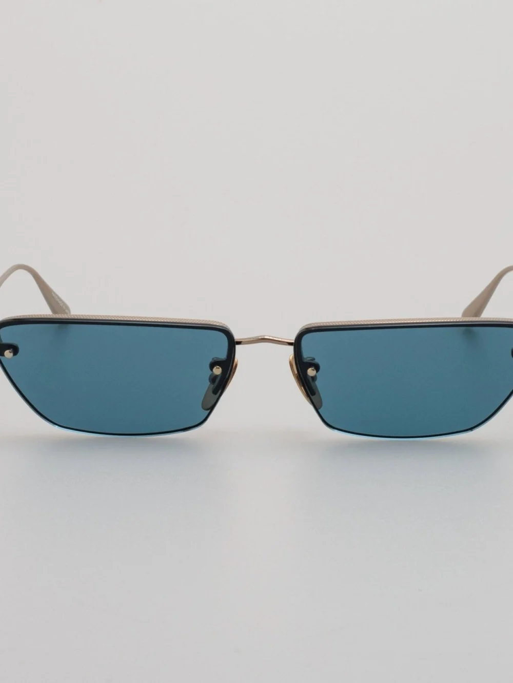 Linda Farrow Cleo Sunglasses in 22k gold and aqua