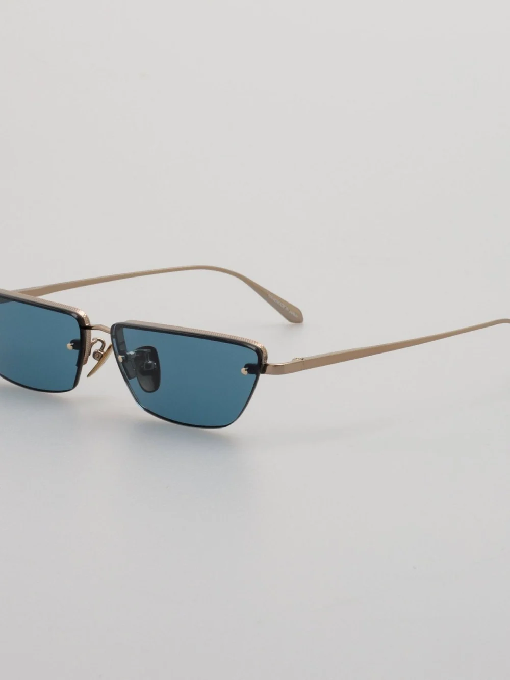 Linda Farrow Cleo Sunglasses, 22k gold and aqua, view 2