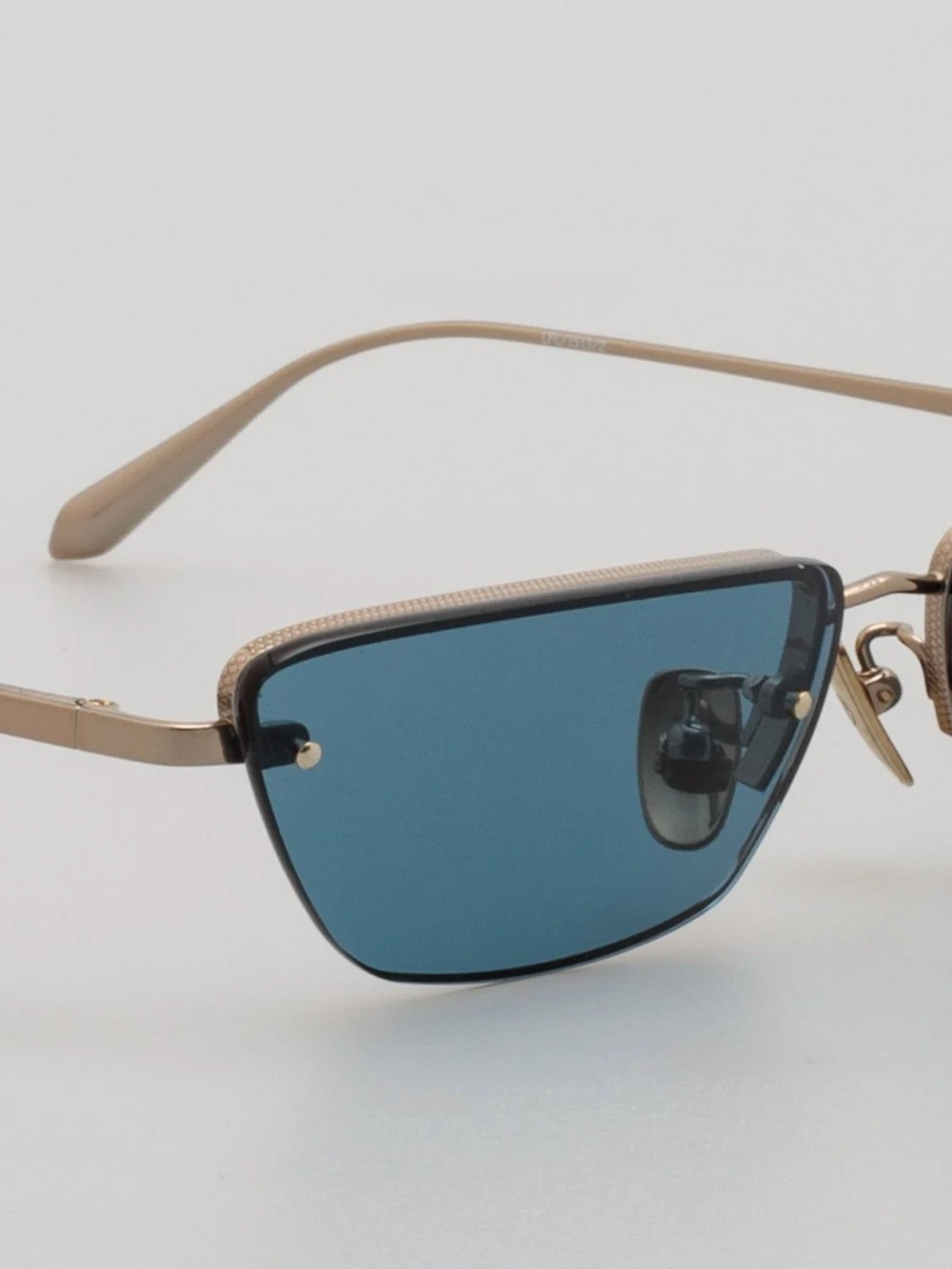 Linda Farrow Cleo Sunglasses, 22k gold and aqua, view 4