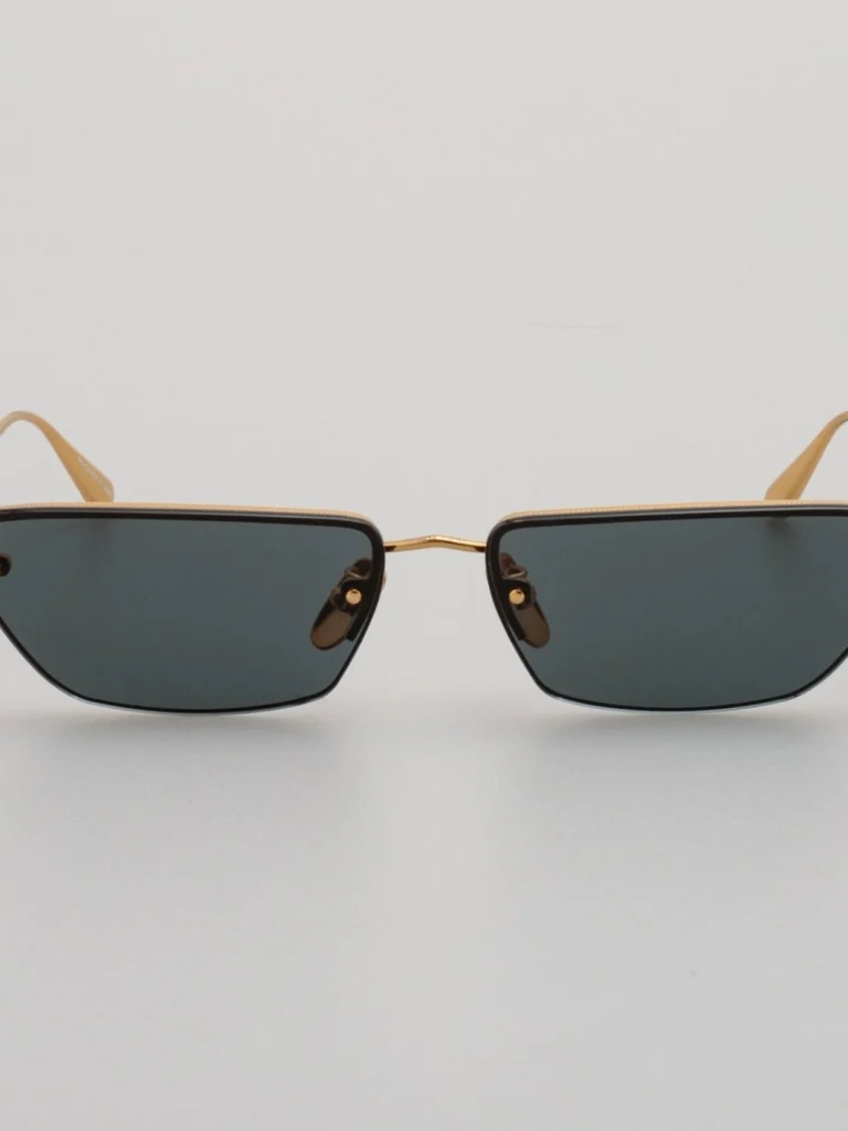 Linda Farrow Cleo Sunglasses in 22K Gold and Grey