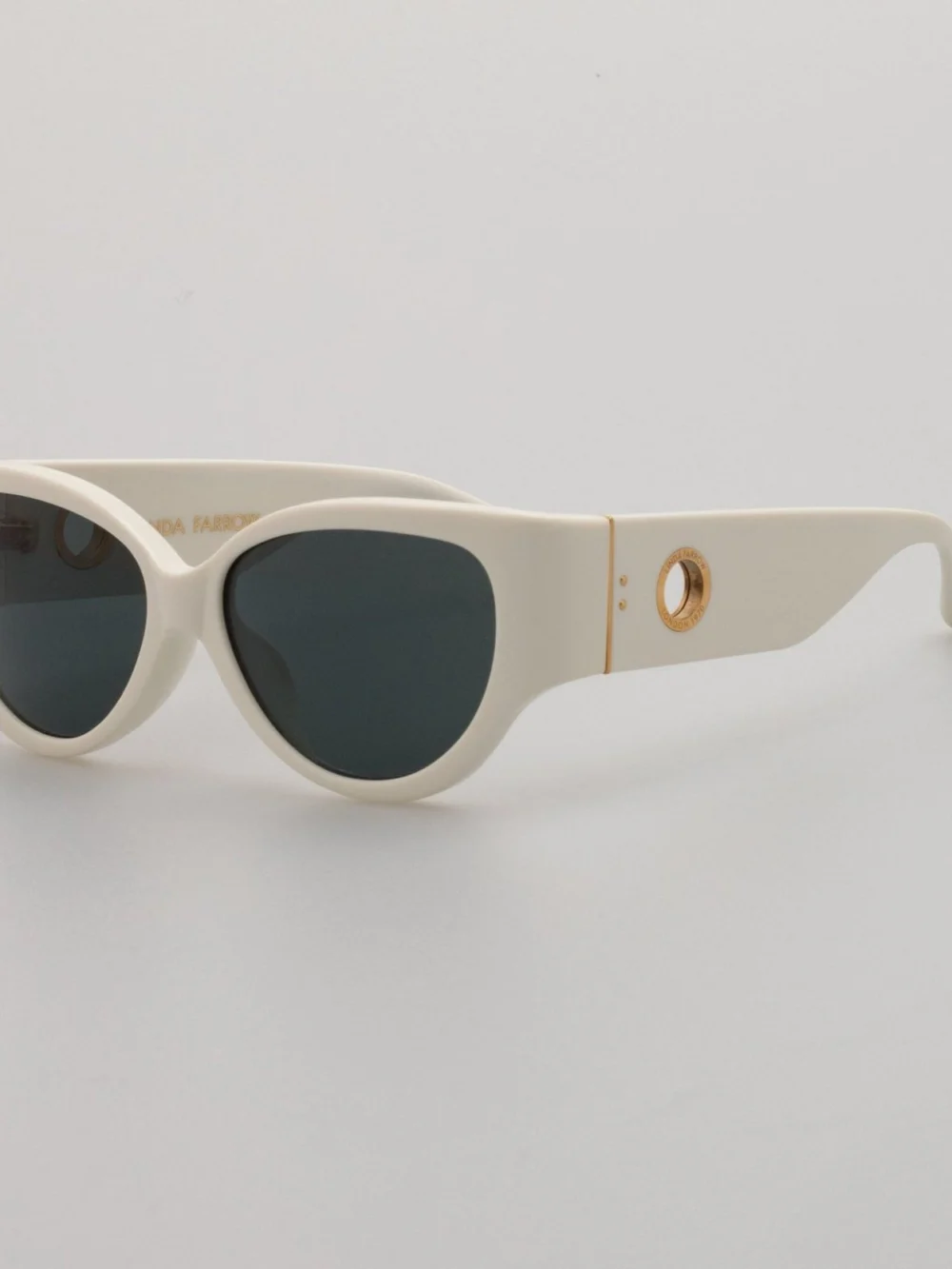 Linda Farrow Connie Sunglasses, white, view 2