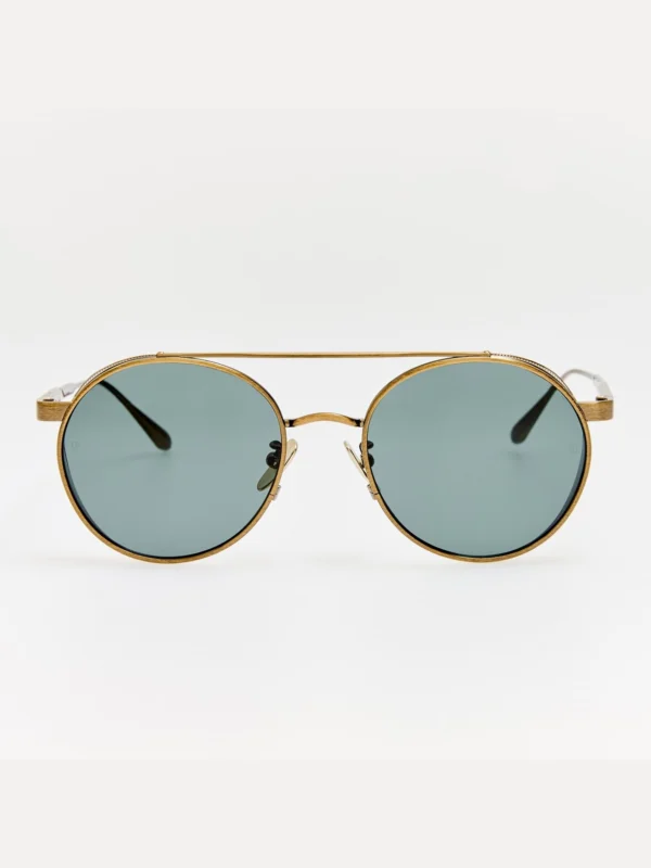 Linda Farrow Conor Sunglasses in Antique Gold and Green