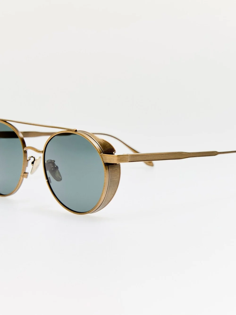 Linda Farrow Conor Sunglasses, antique gold and green, view 2