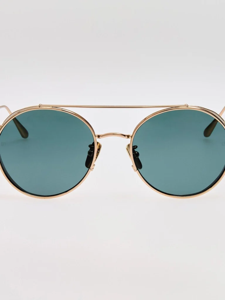 Linda Farrow Conor Sunglasses in Green and 22K Gold
