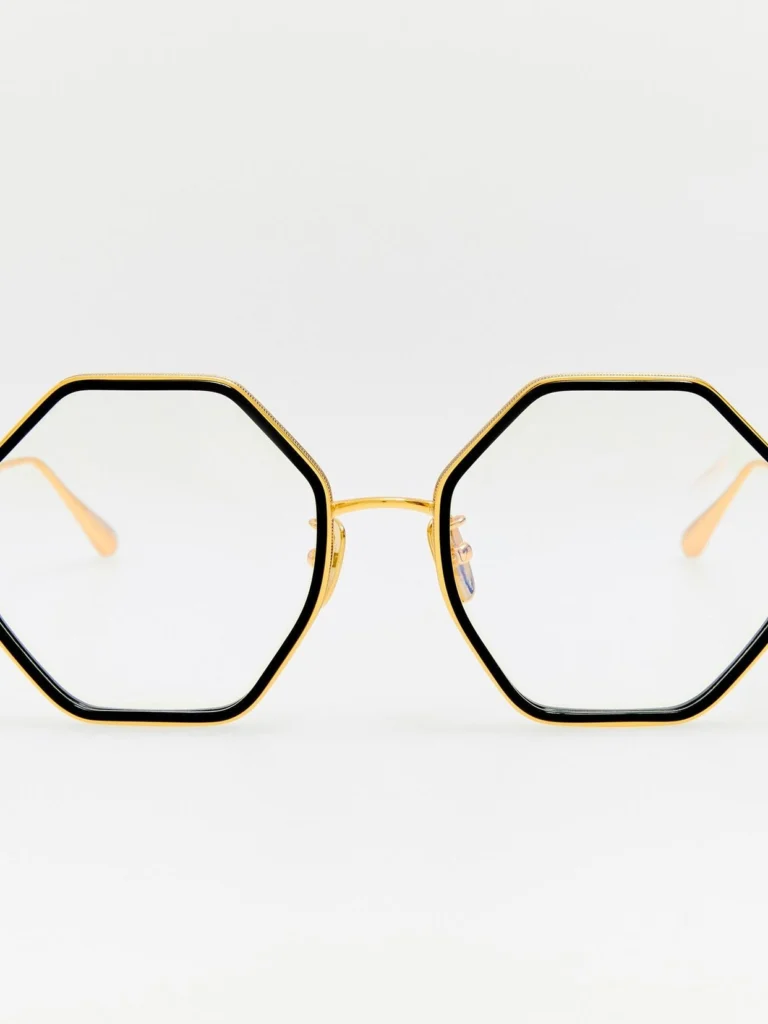 Linda Farrow Coraline Optical in 22K Gold and Black