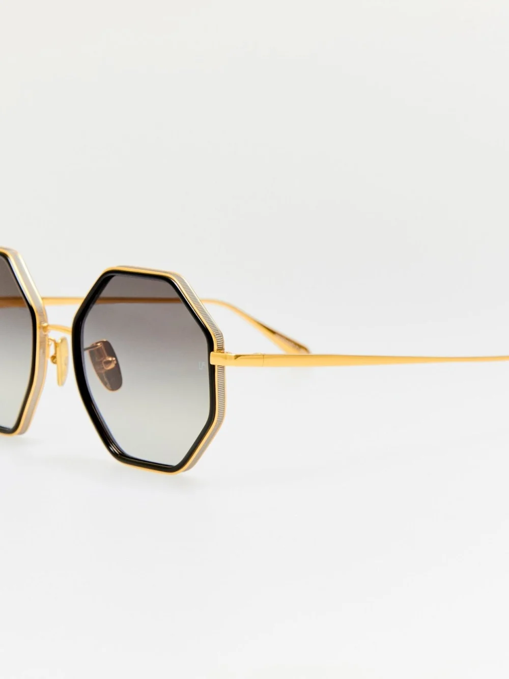 Linda Farrow Coraline Sunglasses, 22k gold and grey, view 2