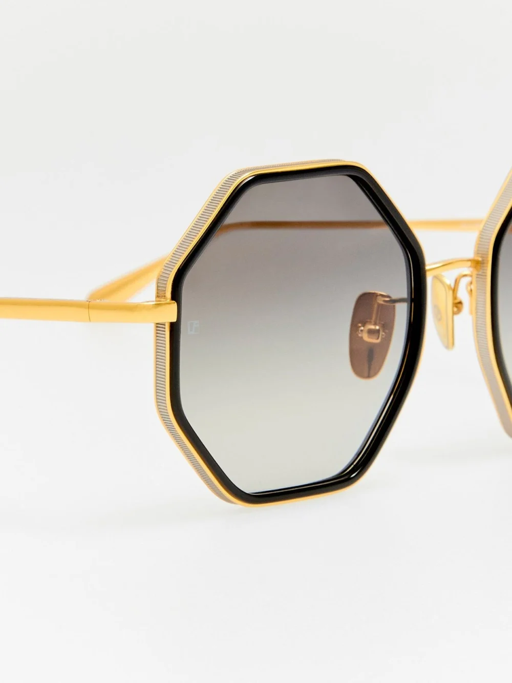 Linda Farrow Coraline Sunglasses, 22k gold and grey, view 4