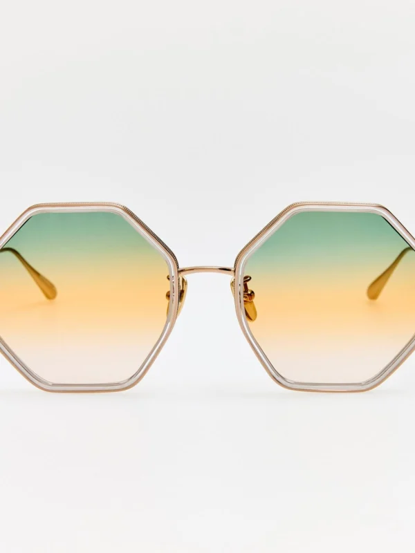 Linda Farrow Coraline Sunglasses in 22K Gold and Tutti Frutti