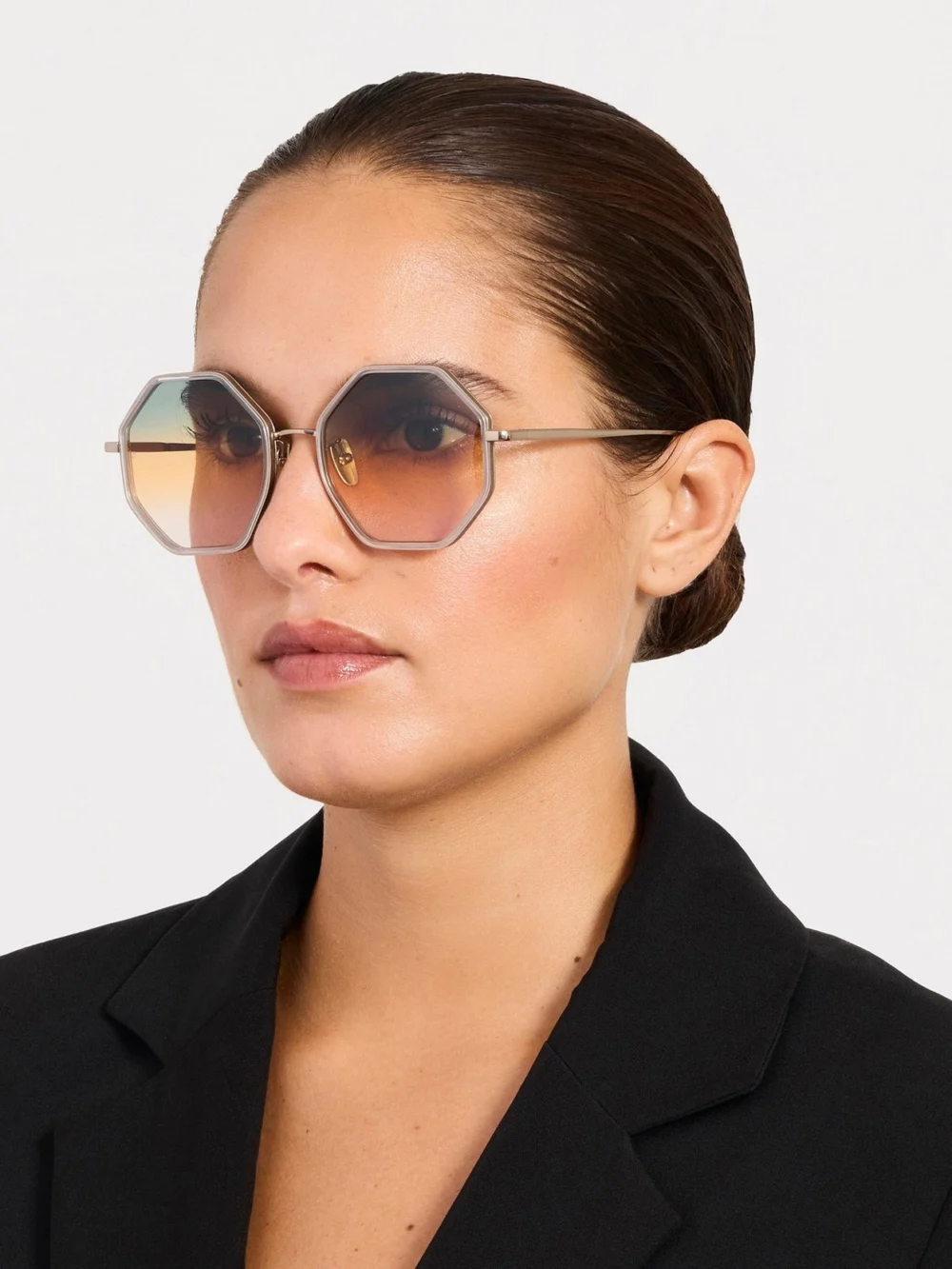 Linda Farrow Coraline Sunglasses, 22k gold and tutti frutti, view 3