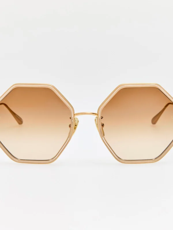 Linda Farrow Coraline Sunglasses in Matt Champagne and Mocha