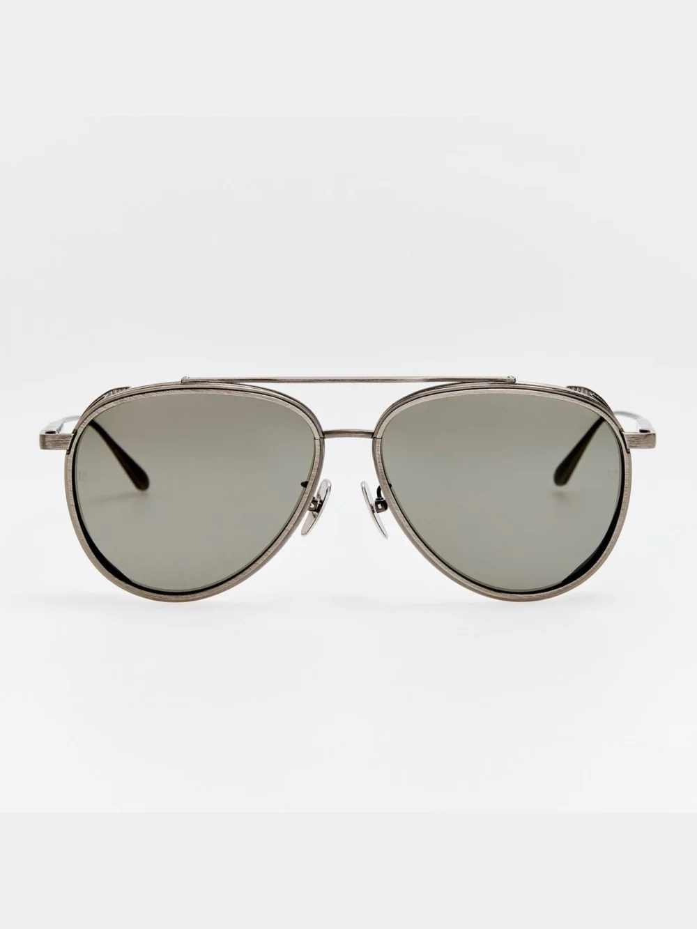 Linda Farrow Cortes Explorer Sunglasses in antique white gold and grey