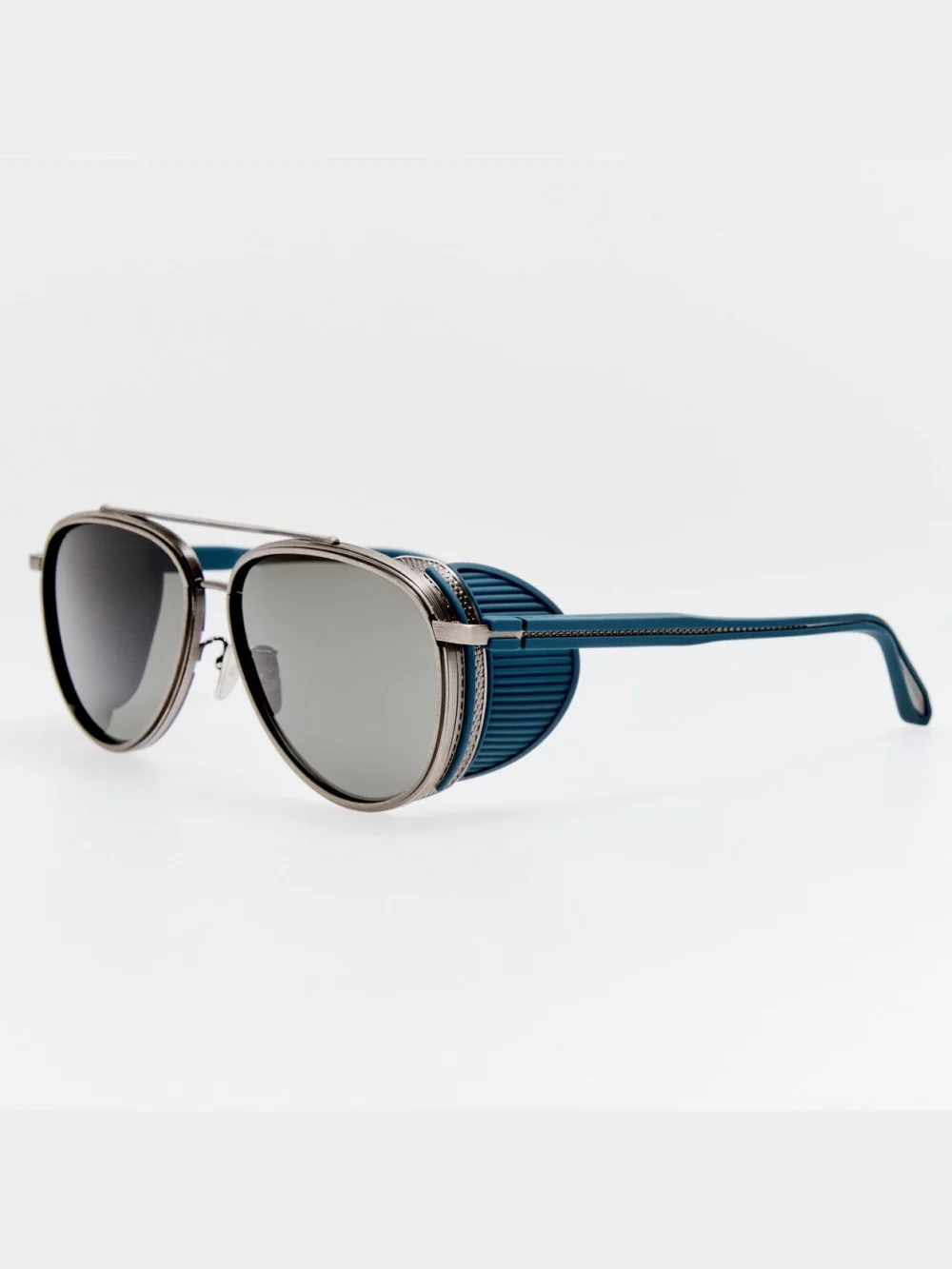 Linda Farrow Cortes Explorer Sunglasses, antique white gold and grey, view 2