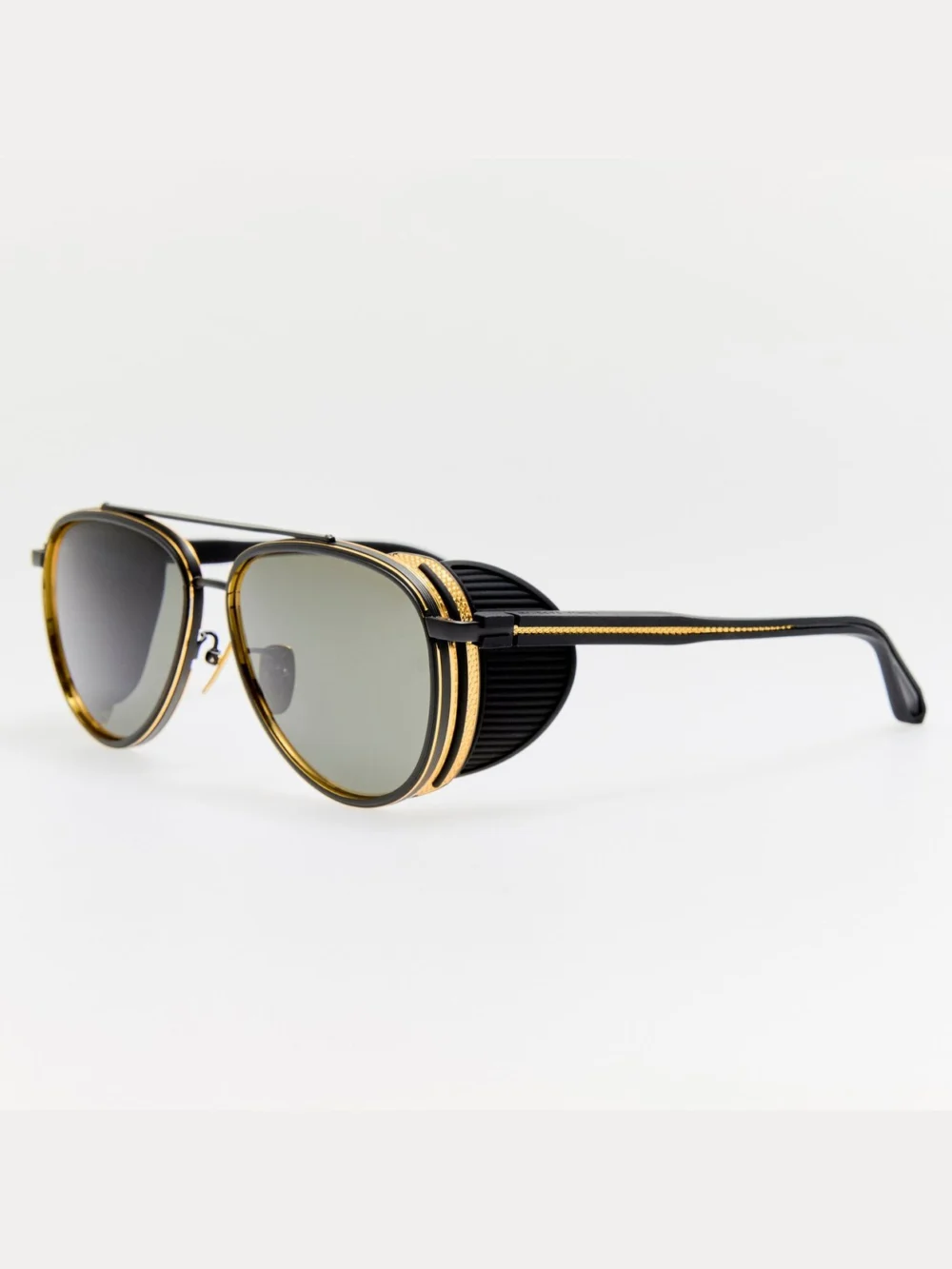 Linda Farrow Cortes Explorer Sunglasses, matt nickel and 22k gold, view 2