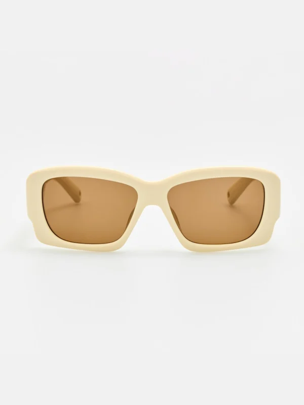 Linda Farrow Croisiere Rectangular Sunglasses in Sand