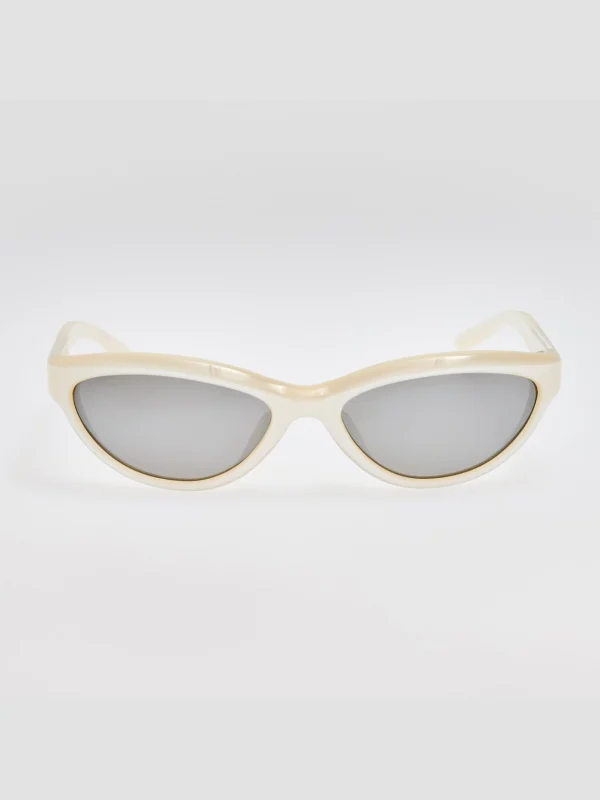 Linda Farrow Curvo Sunglasses in Metallic Pearl