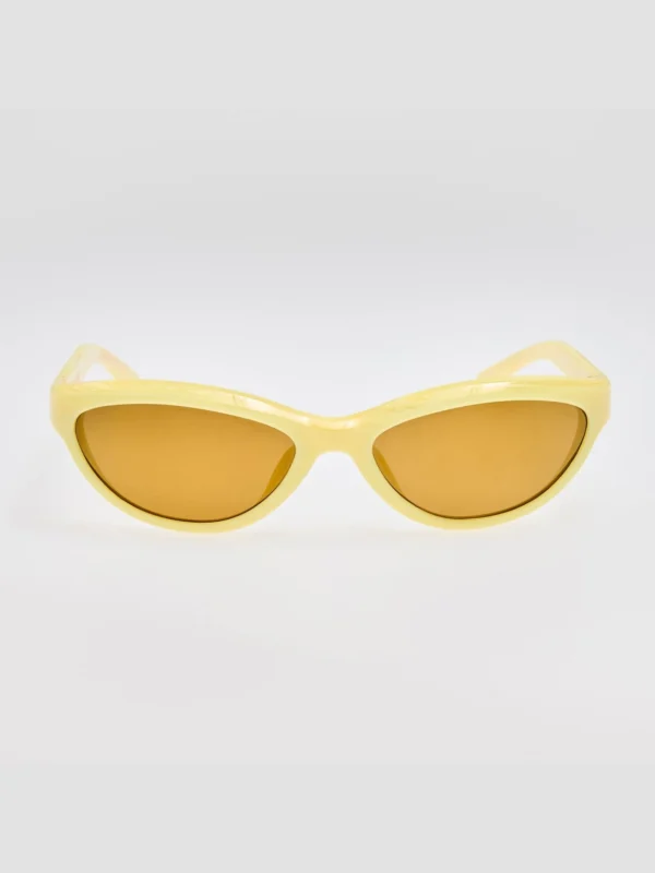 Linda Farrow Curvo Sunglasses in Milky Yellow