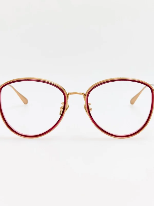 Linda Farrow Dahlia Optical in Matt Champagne and Wine
