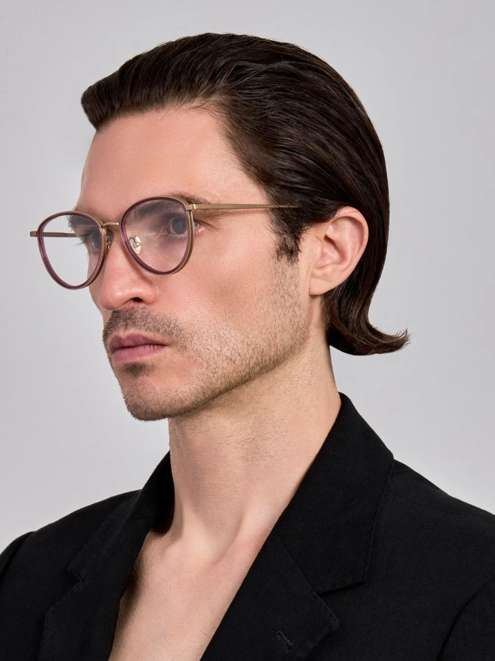 Linda Farrow Dahlia Optical, matt champagne and wine, view 4