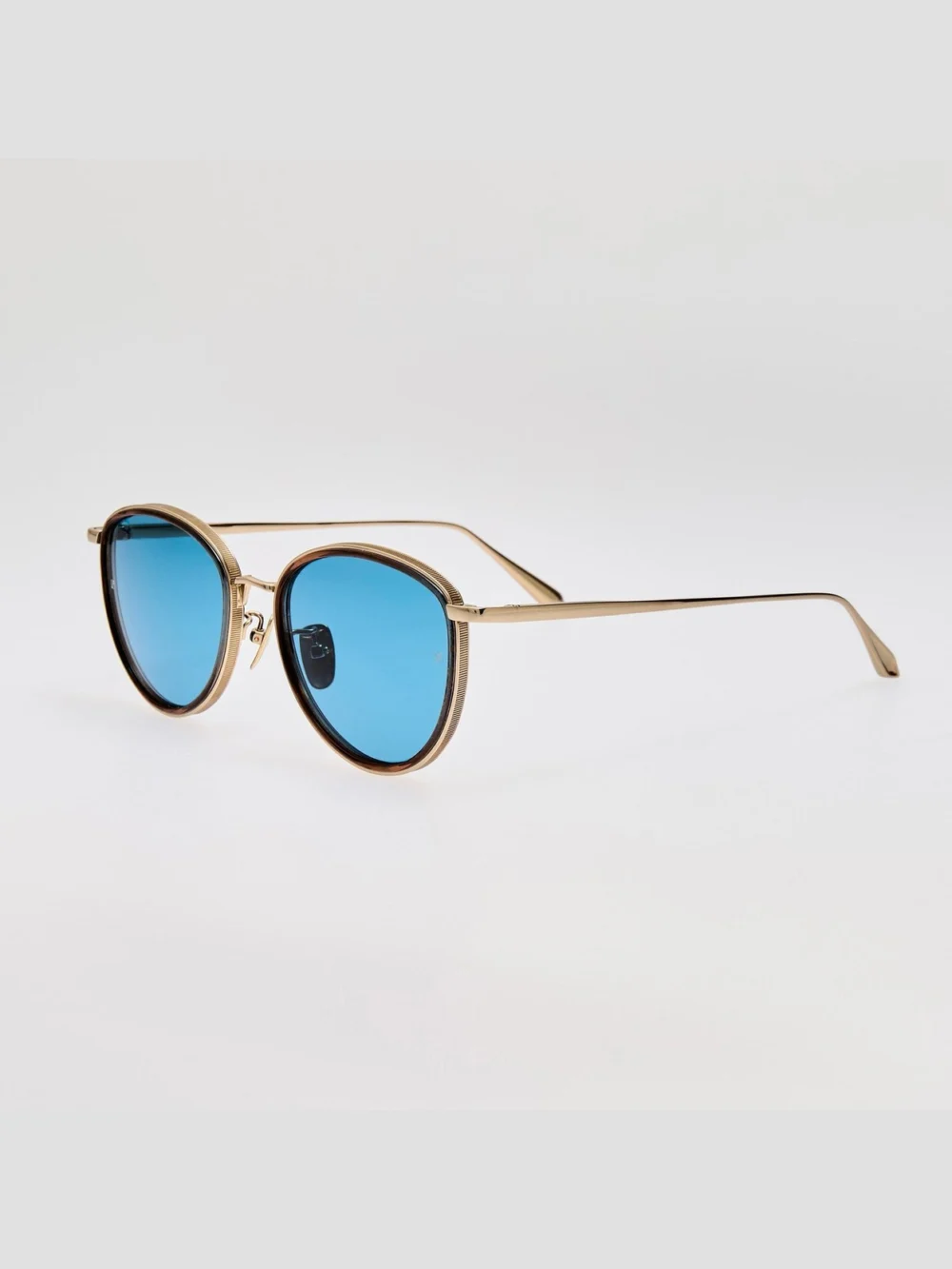 Linda Farrow Dahlia Sunglasses, 22k gold and aqua, view 2