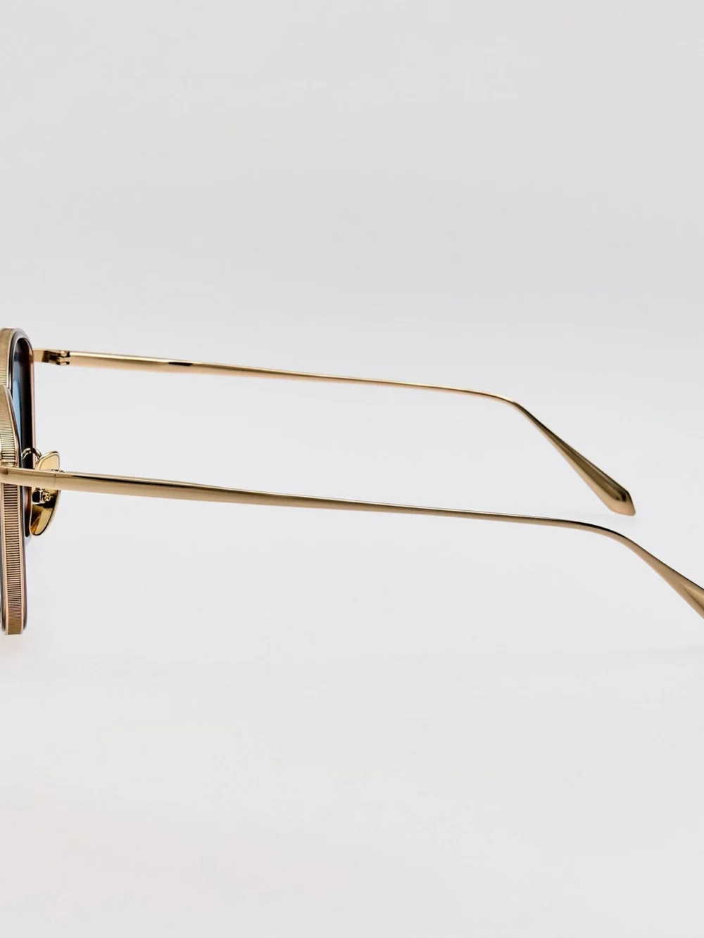 Linda Farrow Dahlia Sunglasses, 22k gold and aqua, view 6